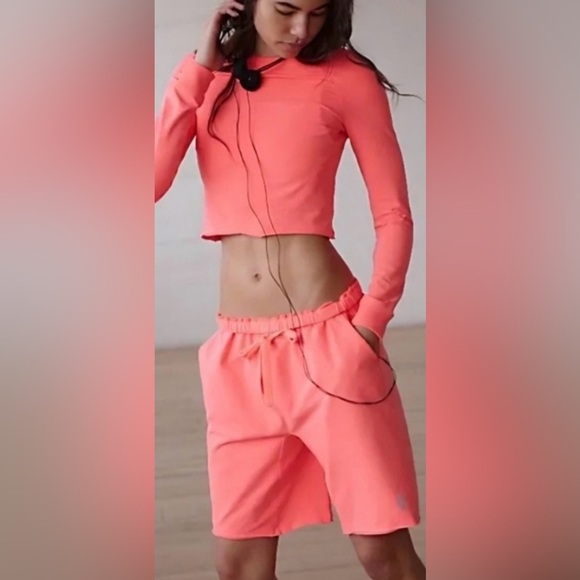 free people movement Pants - #216 FP Movement Coral Lounge Set Shirt + Shorts NWT XL